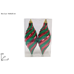 Appendini Ovali 25 Cm Set 2 Pz Rosso Glitter Verde In Box In Pvc