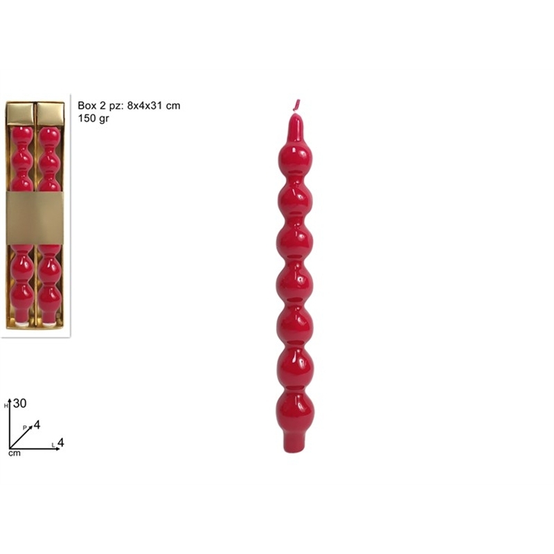 Candele A Palline Rosse 30 Cm 150 Gr 2 Pz