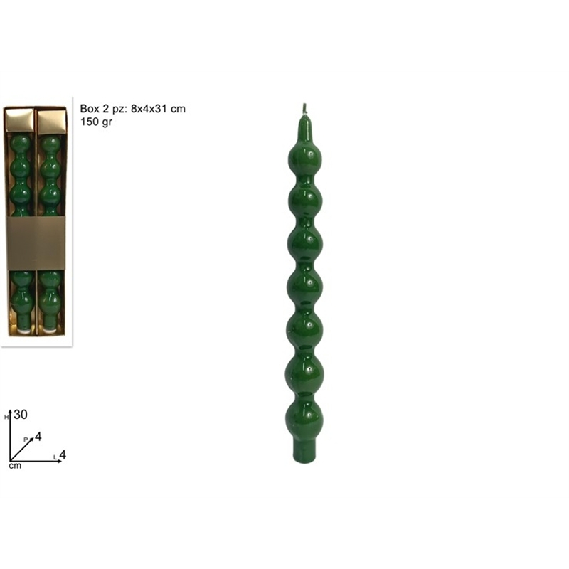 Candele A Palline Verde 30 Cm 150 Gr 2 Pz