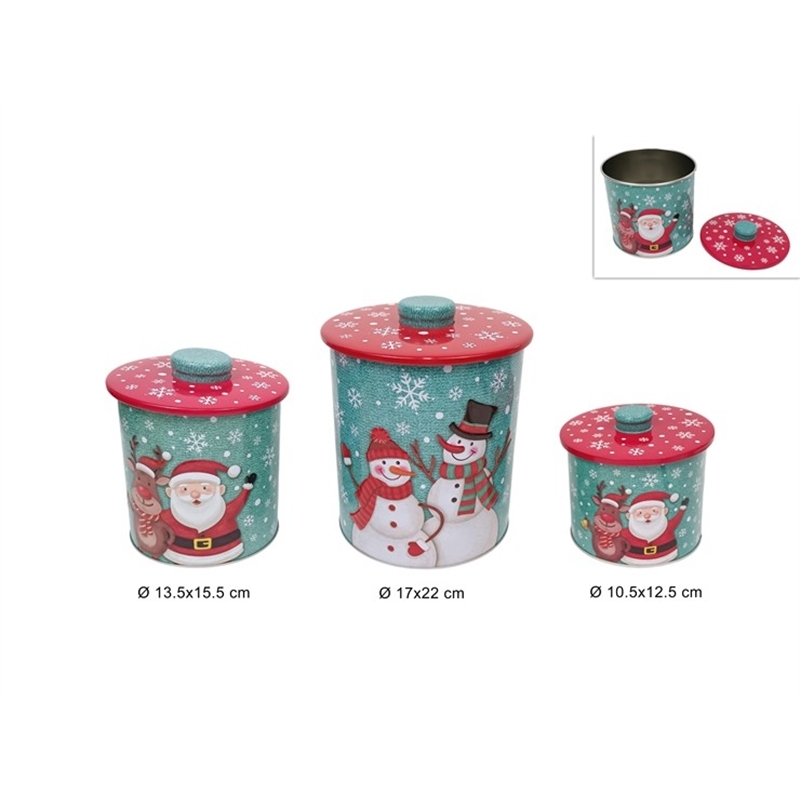 Set Barattoli Natalizi In Latta 3 Misure