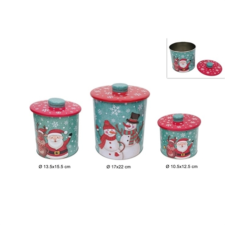 Set Barattoli Natalizi In Latta 3 Misure