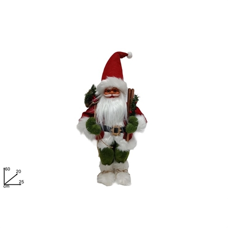 Babbo Natale 60 Cm Con Vestito Rosso E Verde