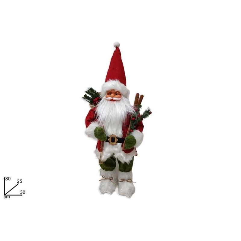 Babbo Natale 80 Cm Con Vestito Rosso E Verde