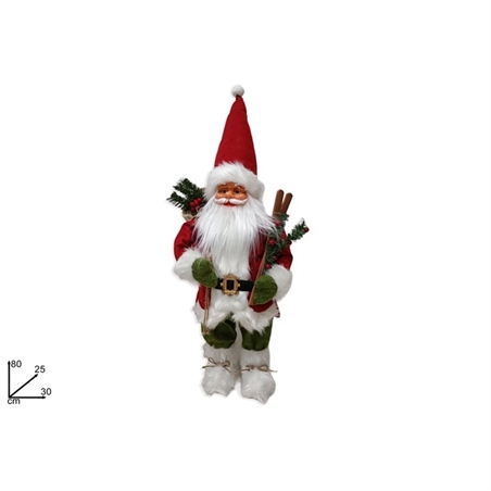 Babbo Natale 80 Cm Con Vestito Rosso E Verde