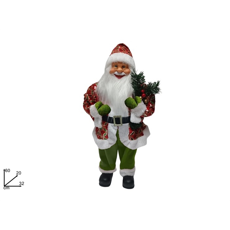 Babbo Natale 60 Cm Con Vestito Paillettes Rosso