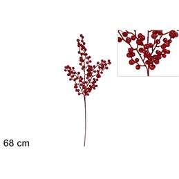 Stelo Bacche Glitterate 68 Cm Rosse