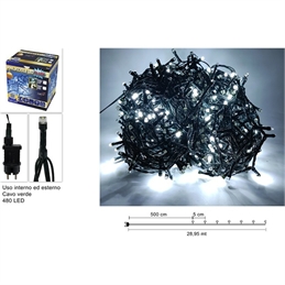 Minilucciole 480 Led Flash Bianco Freddo Cavo Verde