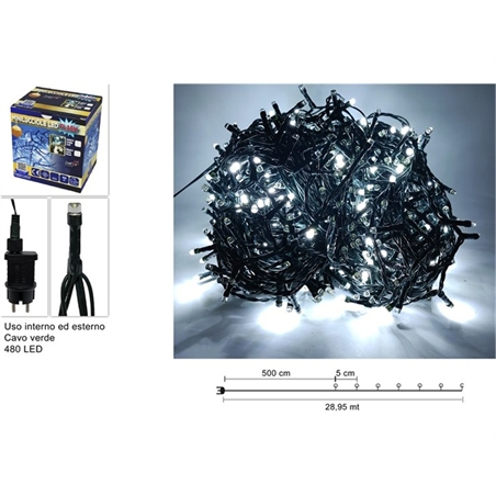 Minilucciole 480 Led Flash Bianco Freddo Cavo Verde
