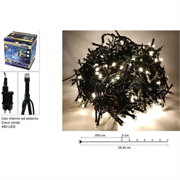 Minilucciole 480 Led Flash Bianco Caldo Cavo Verde