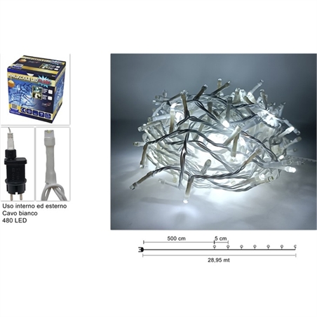 Minilucciole 480 Led Flash Bianco Freddo Cavo Bianco