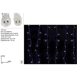 Tenda Flash 133 Led 6 x 1 Metri Prolungabile Bianco Freddo