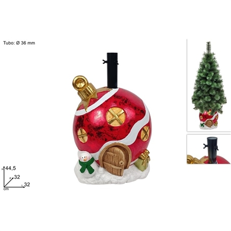 Base Albero Palla Natalizia Rosso E Bianco