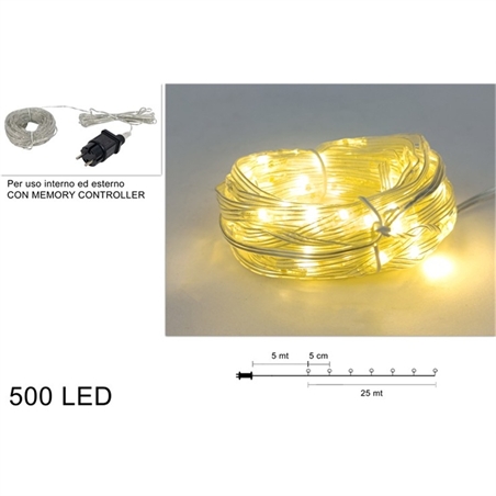 Filo 500 Led 25 Metri Bianco Caldo