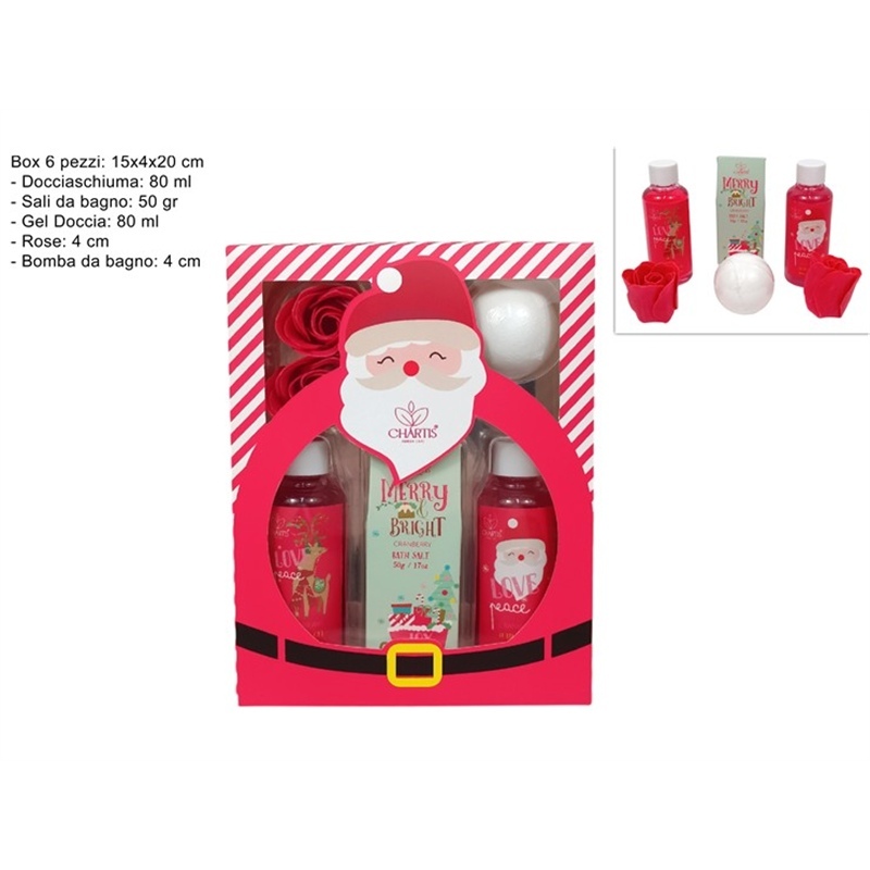 Confezione Regalo Babbo Natale Rosso Set Da Bagno 4 Pezzi Con Rose