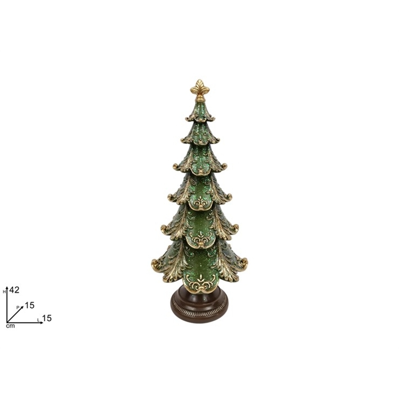 Albero Verde Con Decoro Oro 42 Cm