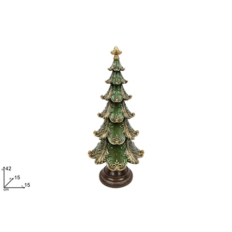 Albero Verde Con Decoro Oro 42 Cm
