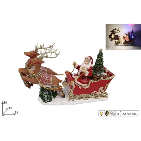 Slitta Con Renne E Babbo Natale 