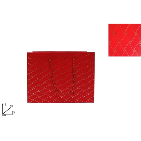 Busta Regalo 23 x 18 x 10 Effetto Trapunt Rosso Oro