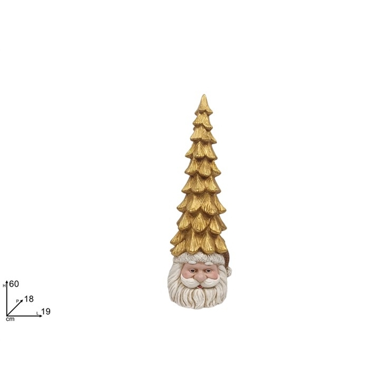 Albero Oro Con Viso Babbo Natale 