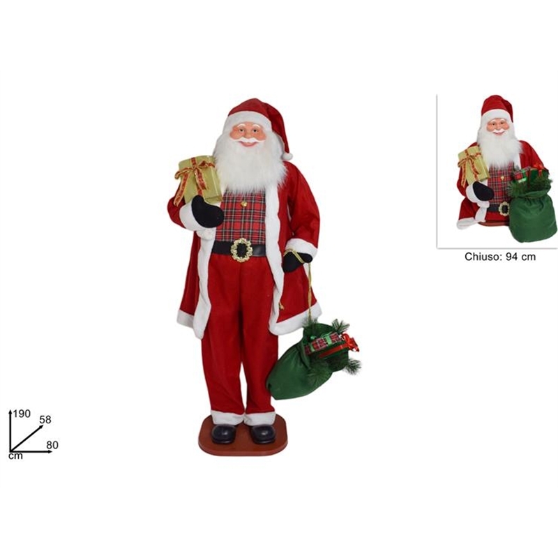 Babbo Natale 190 Cm Con Sacco e Doni