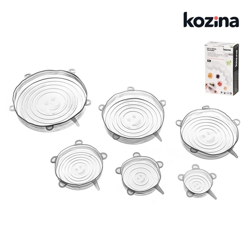 Set 6 Coperchi Elastici In Silicone Per Alimenti