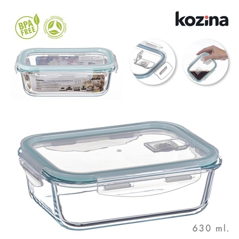 Lunch Box Rettangolare In Borosilicato 630 Ml