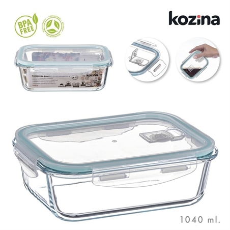 Lunch Box Rettangolare In Borosilicato 1040 Ml