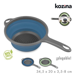 Scolapasta In Silicone Pieghevole Verde/Azzurro