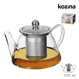 Teiera In Vetro Con Coperchio In Acciaio Inox E Infusore 500 ml