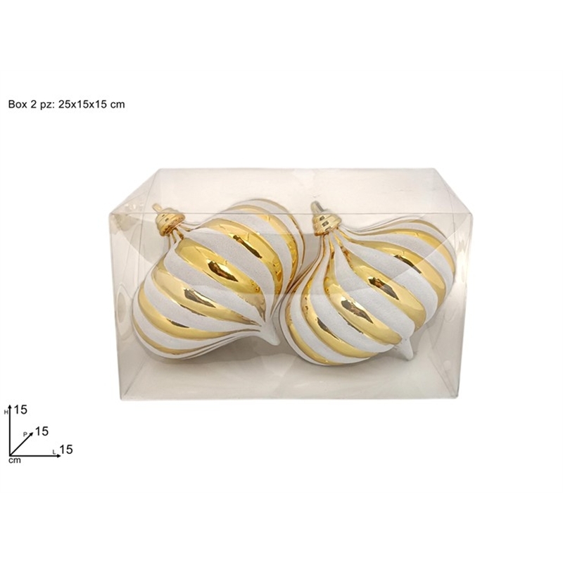 Palle Goccia 15 Cm Oro Glitter BiancoIn Box Pvc