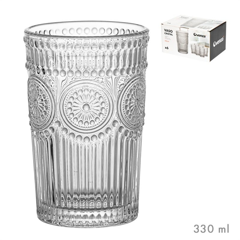 Bicchiere In Vetro Con Rilievo Da 330 ml