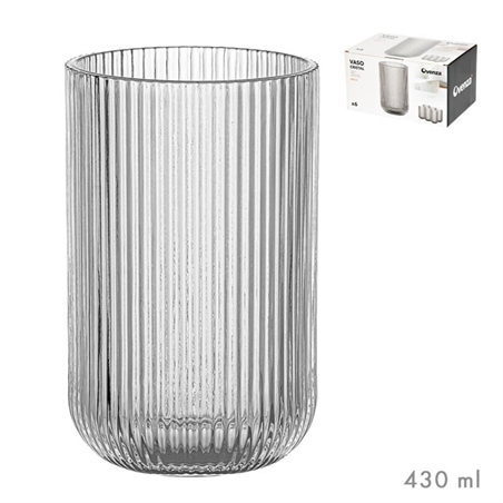 Bicchiere in vetro a righe da 430 ml