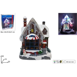 Giostrina Casa Natalizia Con Treno Luci Movimento E Musica