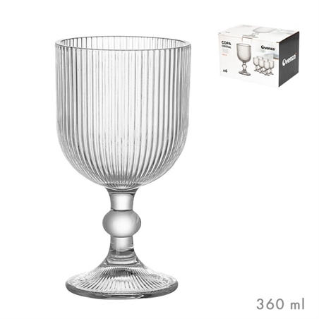 Bicchiere In Vetro A Righe Da 360 ml