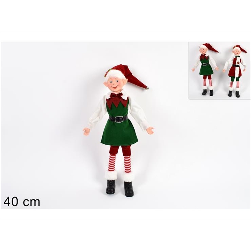 Elfo Con Abito In Velluto 40 Cm 2 Modelli Assortiti