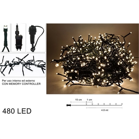 Minilucciole 4,8 Metri Ramificate Prolungabili 480 Led Bianco Caldo