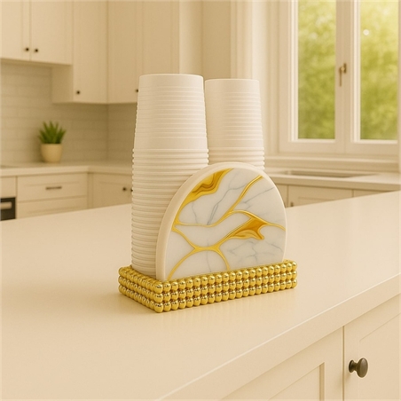 Portabicchiere Effetto Marmo Gold