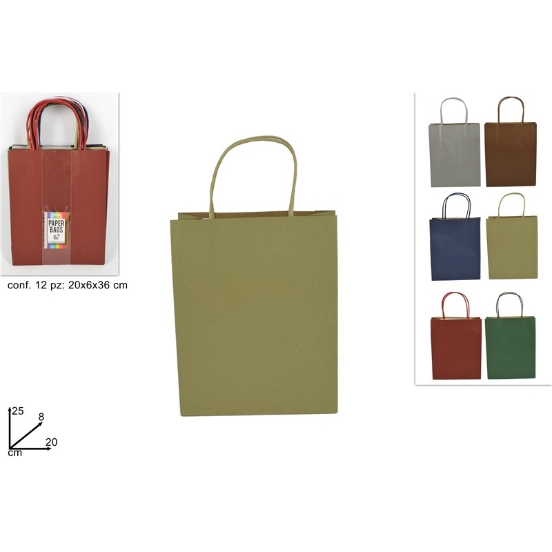 Busta Regalo Carta Colori Assortiti 25x28x20