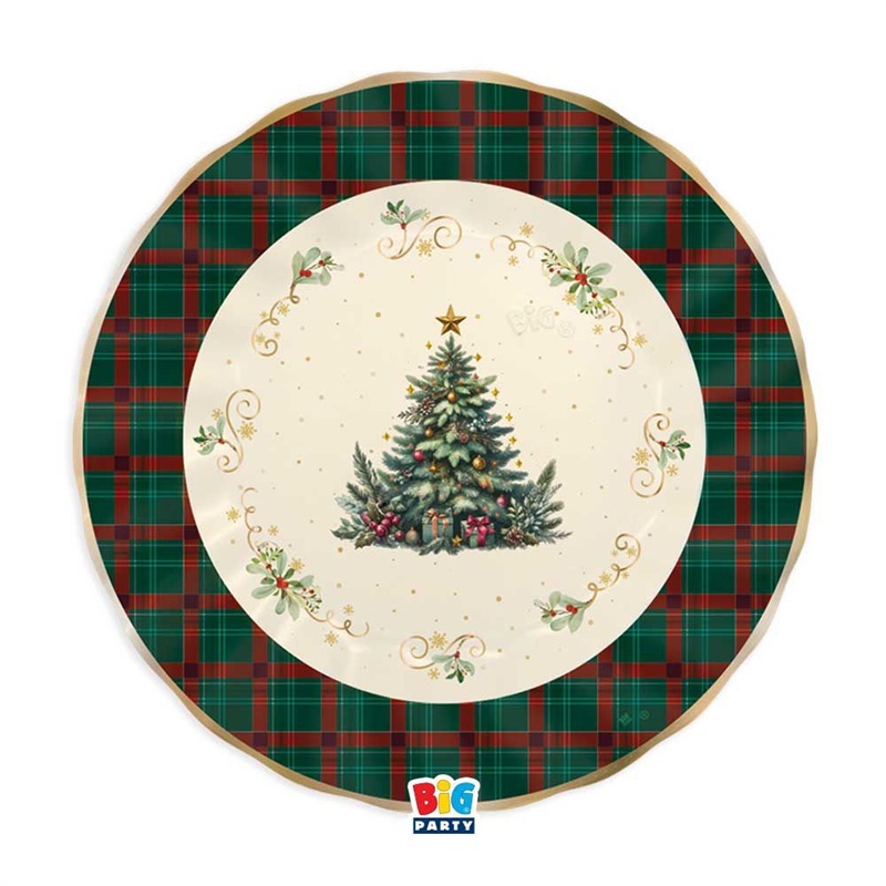Piatti 25 cm Tartan Christmas 6 pezzi