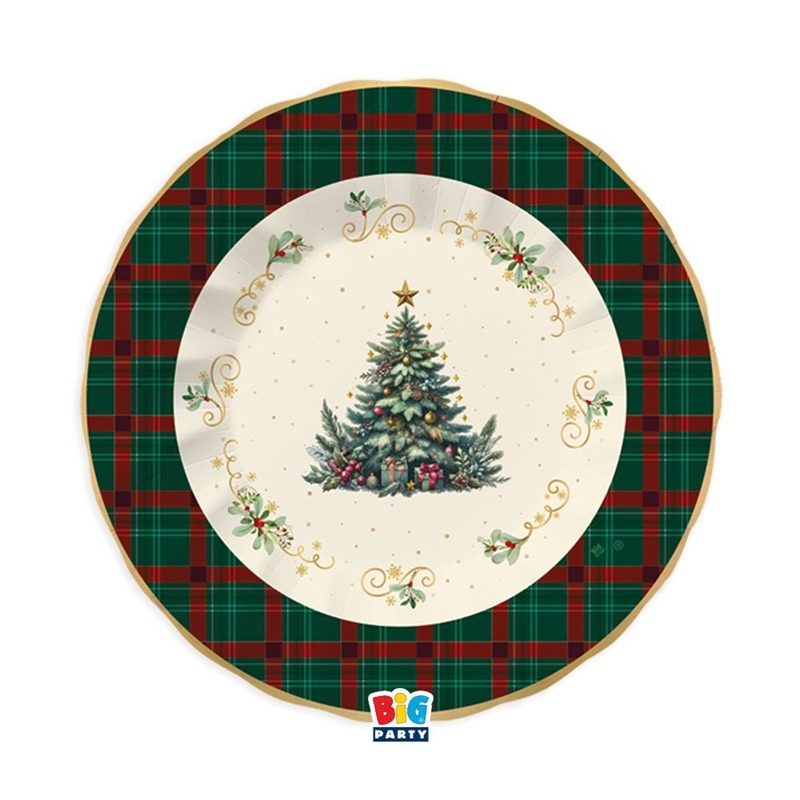 Piatti Fondi 24 cm Tartan Christmas 6 pezzi