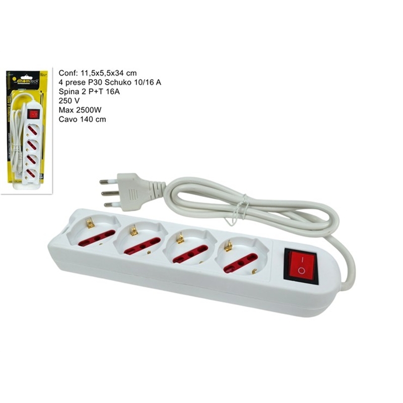 Presa 4 Posti Con Interruttore