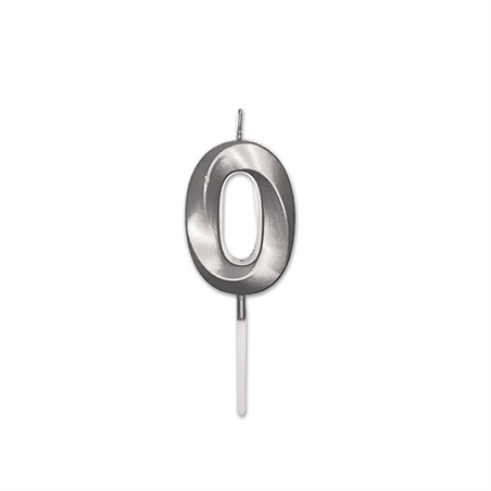 Candelina Prestige Argento Metal 9 cm Numero 0