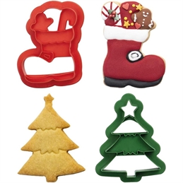 Set 2 Tagliapasta Albero Natale E Scarpone In Plastica 