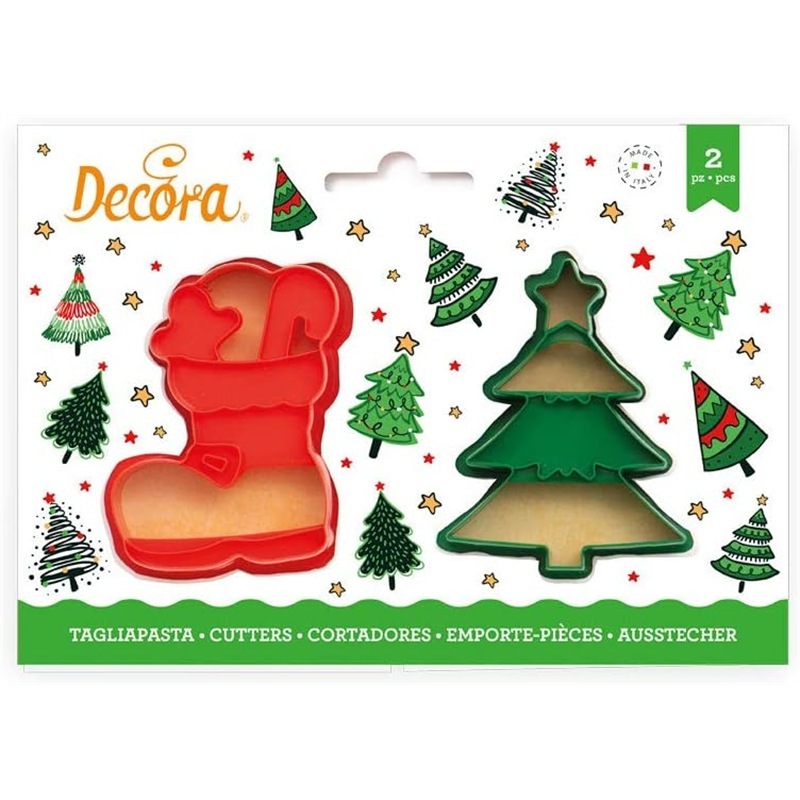 Set 2 Tagliapasta Albero Natale E Scarpone In Plastica