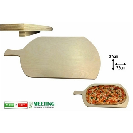 Tagliere Rettangolare con Manico per Pizza a Metro Legno, 37 x 72 cm