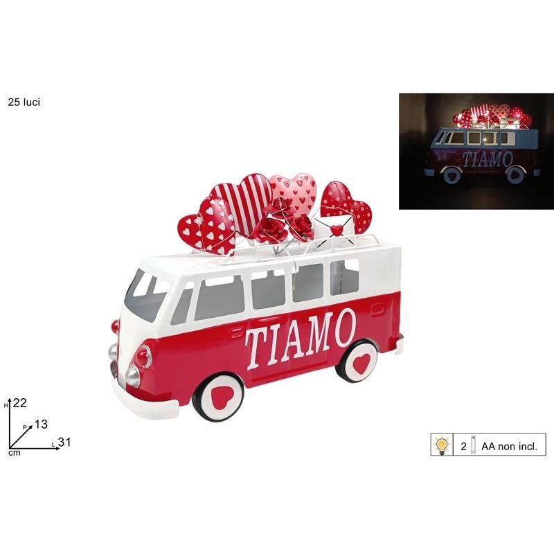 Furgone In Metallo Ti Amo Con Filo 25 Luci