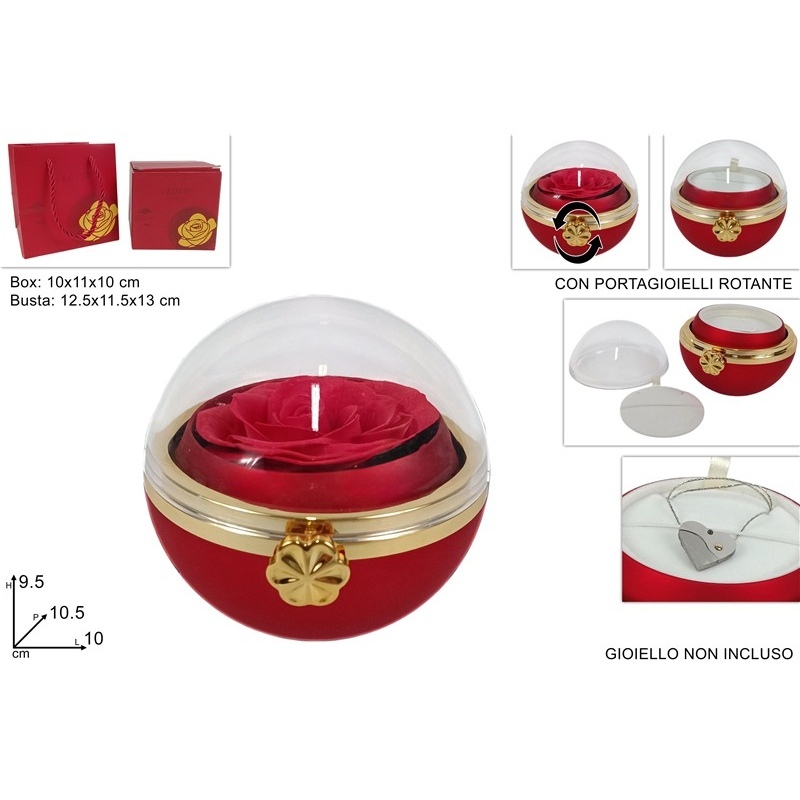 Scatola Palla Con Rosa Eterna Portagioielli In Scatola Regalo
