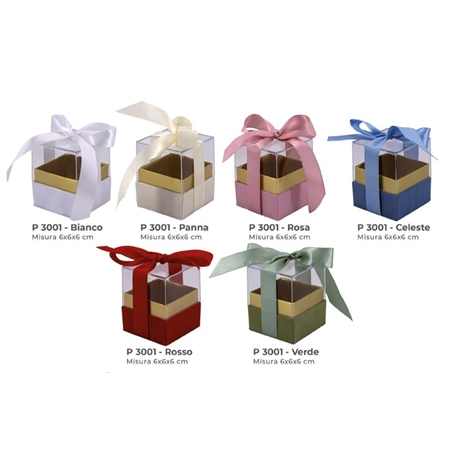 Scatole Plexiglas Con Fiocco E Base Velluto 6x6x6 cm