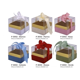 Scatole Plexiglas Con Fiocco E Base Velluto 8x8X8 cm