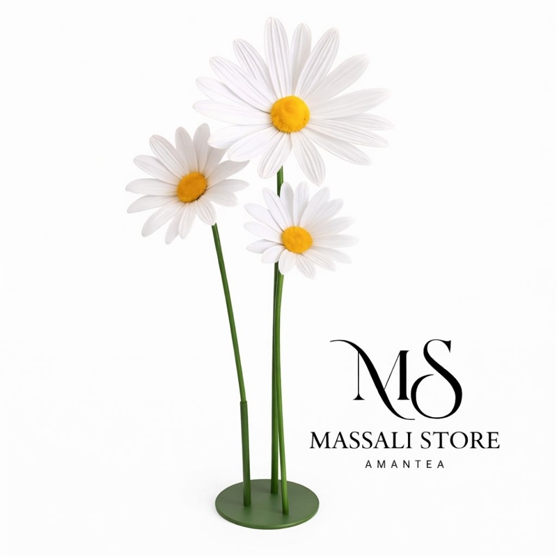 Margherita Grande Bianca Misura 40 x 40 Stelo 125 Cm